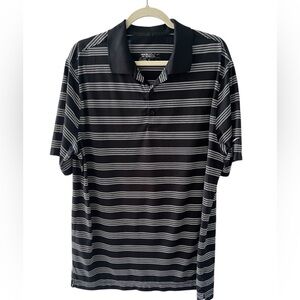 NIKE GOLF Men’s Dri-Fit Striped Polo Shirt, XL, Black/White, Tour Performance
